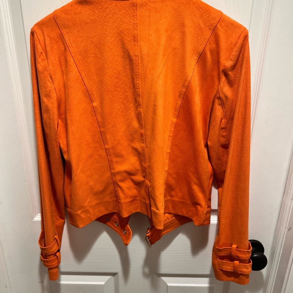 Insight Orange Leather Moto Jacket - Picture 2 of 6